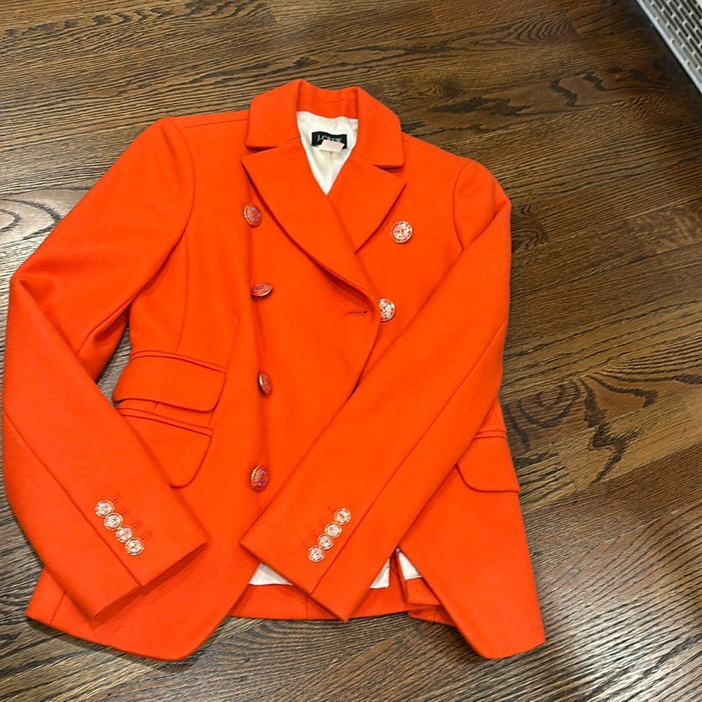 JCREW orange double breasted wool blazer